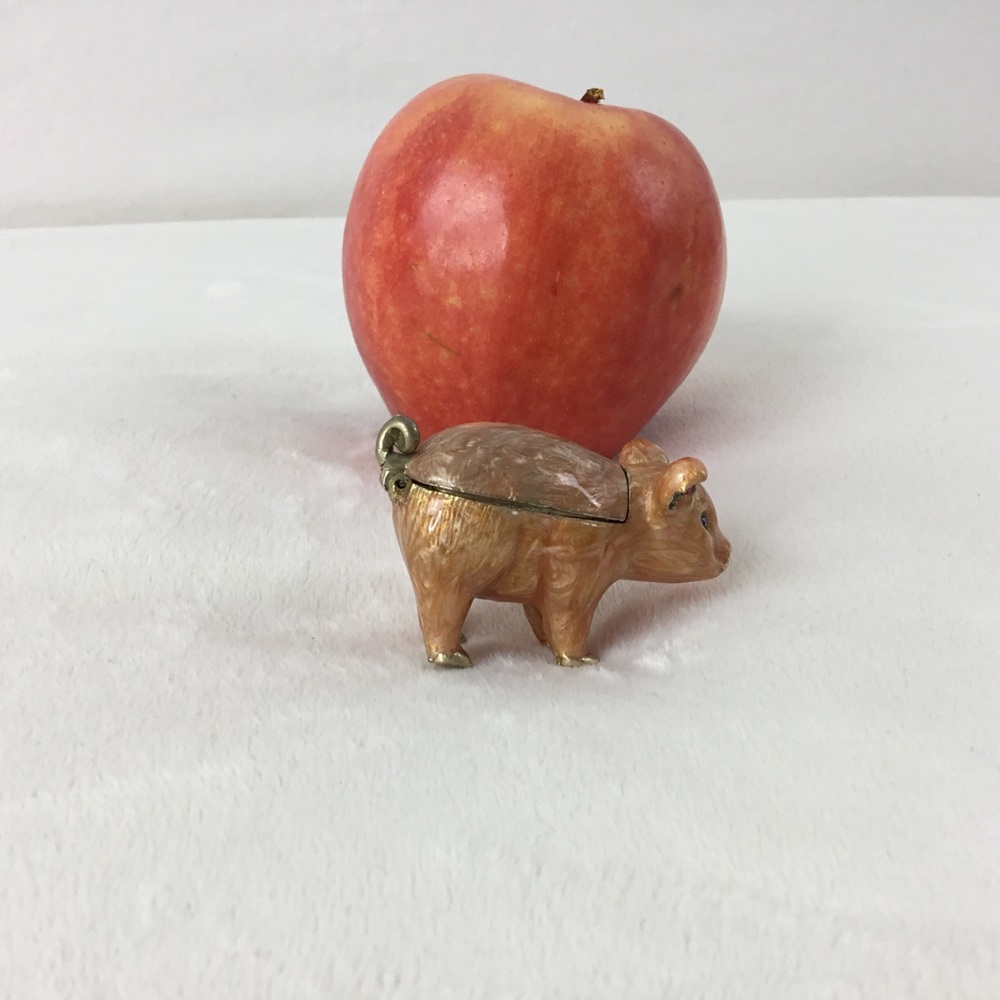 Monet Pig Trinket Box with Pink and Gold Tones